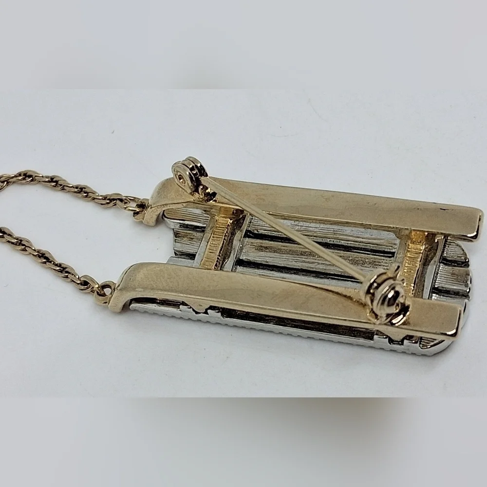 * Vintage Lady Remington Winter Sled Pin Brooch